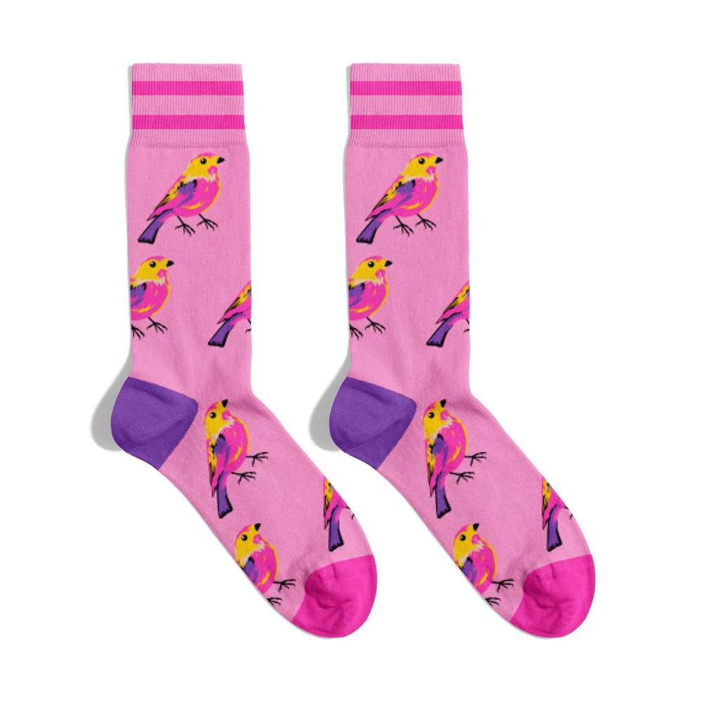 Pink Songbird Crew Sock